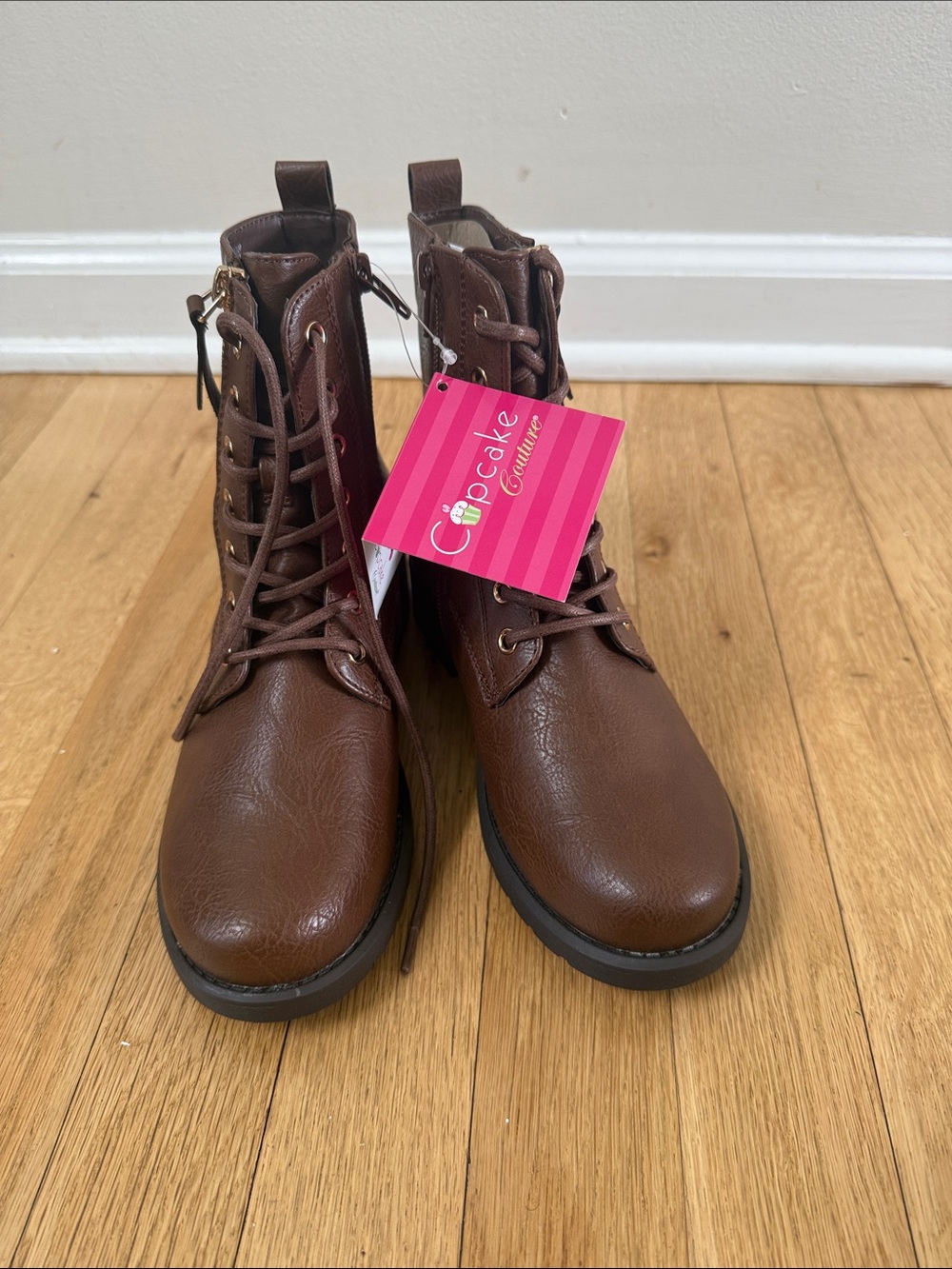 Cupcake Couture Kids' Brown Lace-Up Combat Boots